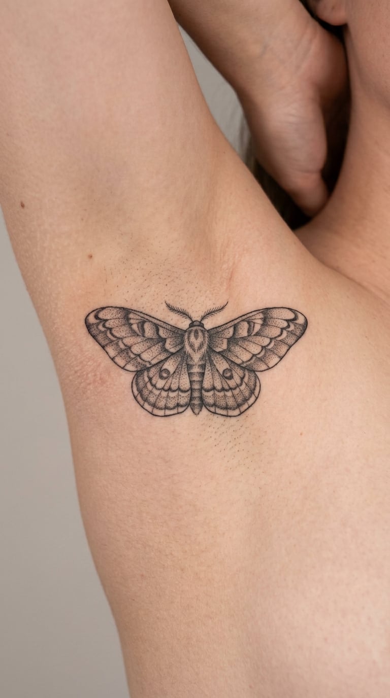 Moth With Symmetrical Wings Centred in the Hollow