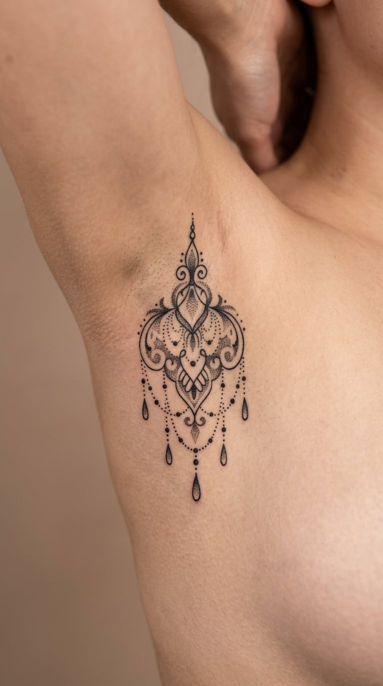 Ornate Chandelier Drop Hanging From the Fold