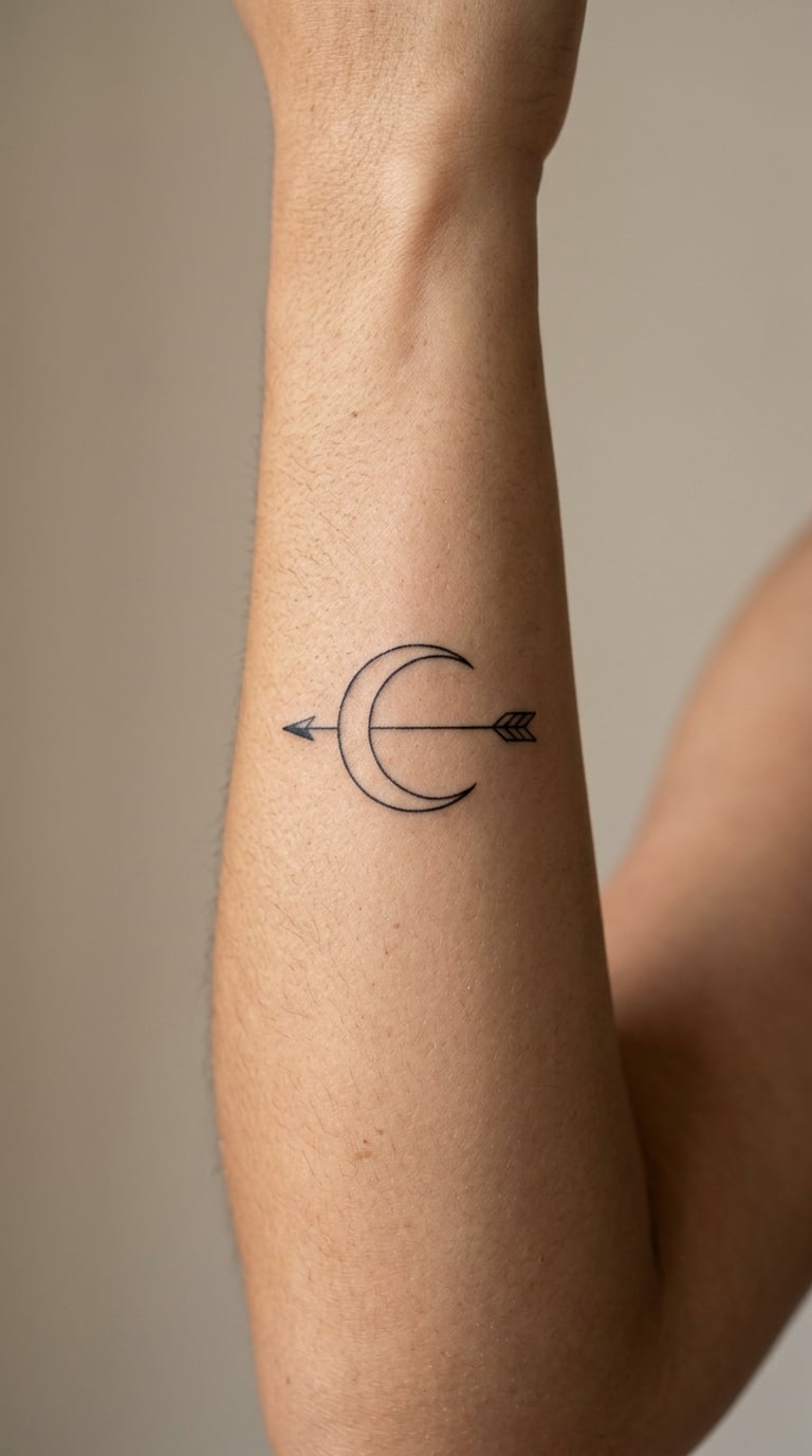 Arrow Through a Crescent Moon on the Forearm