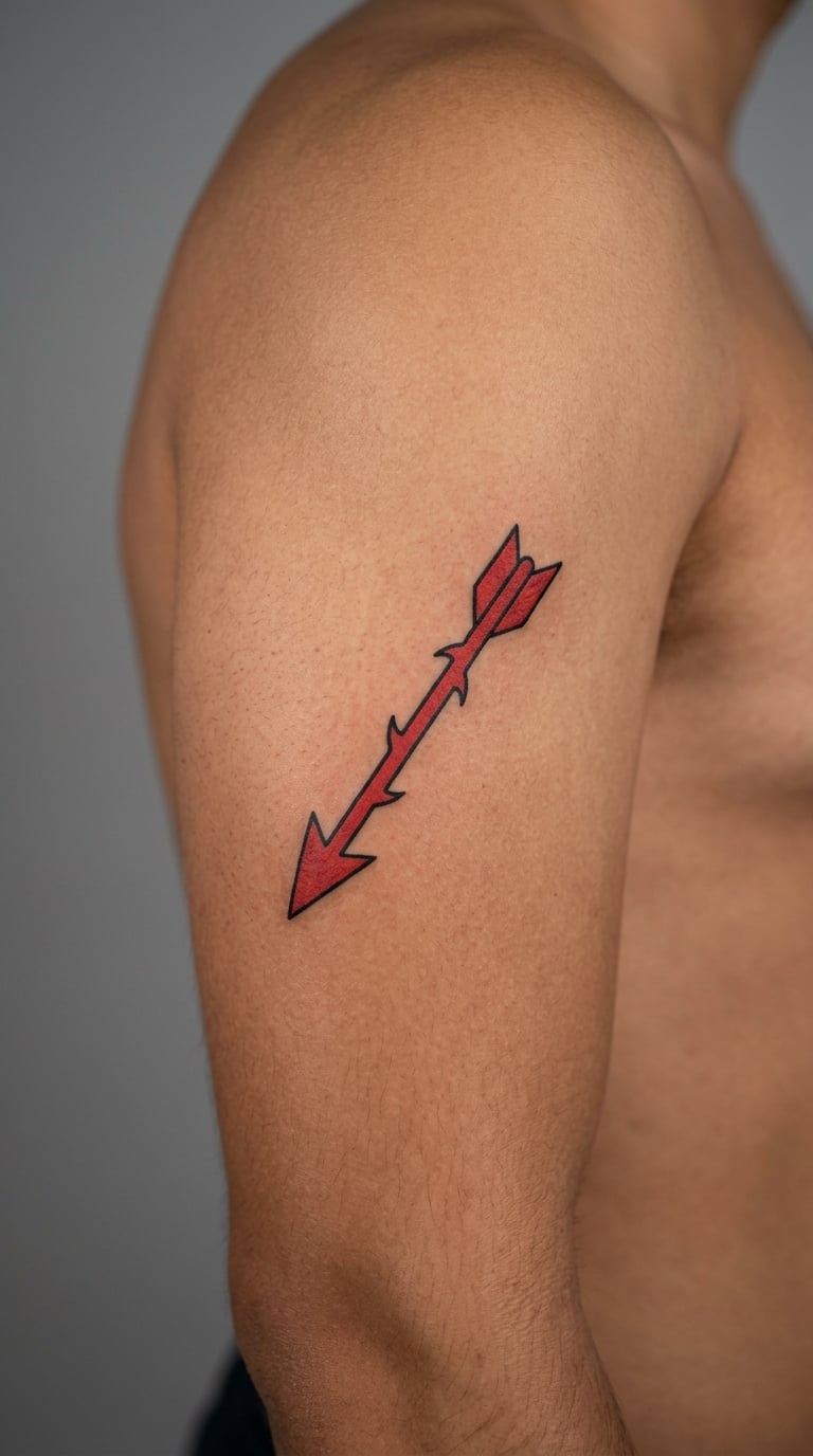Red Barbed Arrow on the Upper Arm
