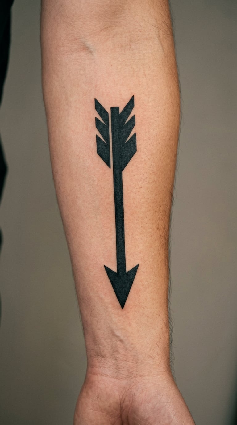 Bold Blackwork Arrow on the Outer Forearm