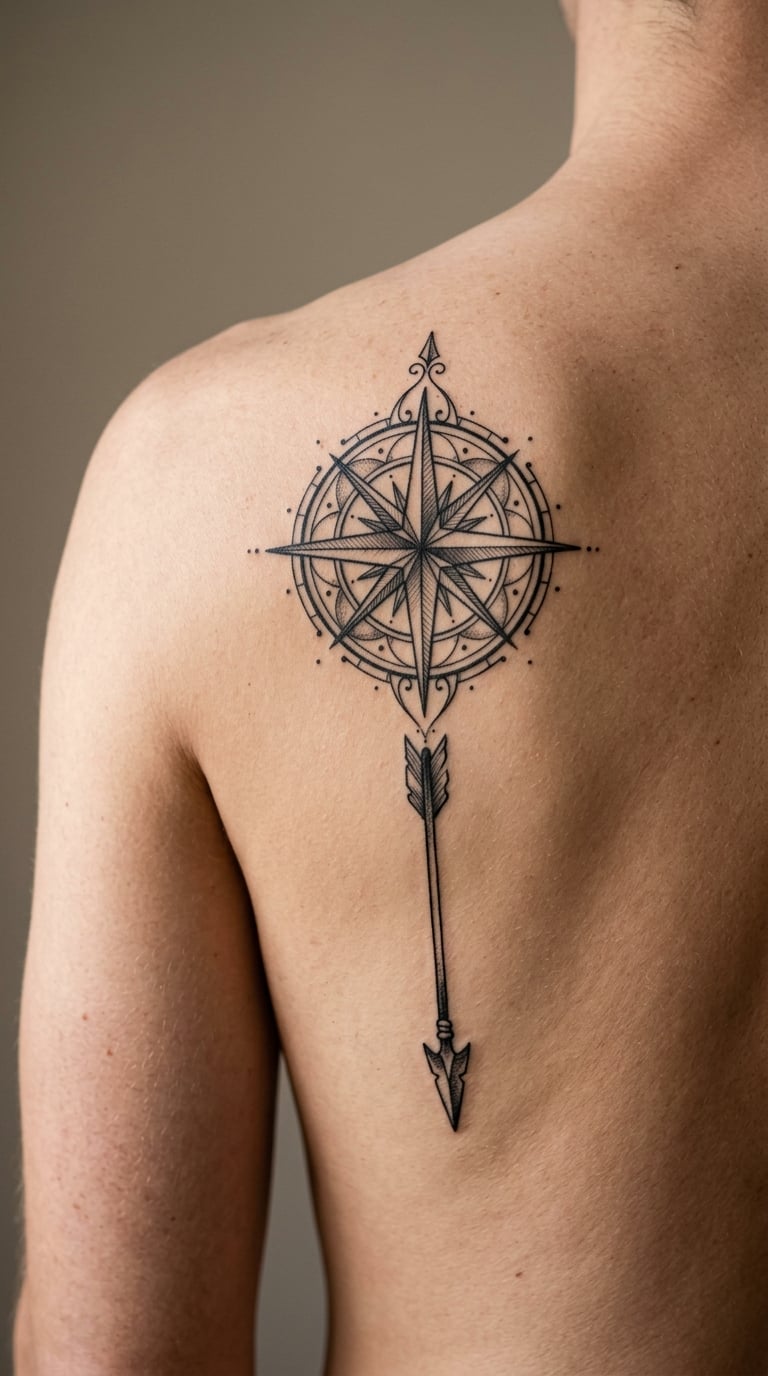 Compass Rose Arrow on the Shoulder Blade
