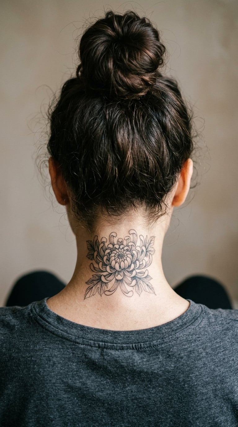 Chrysanthemum in Dotwork