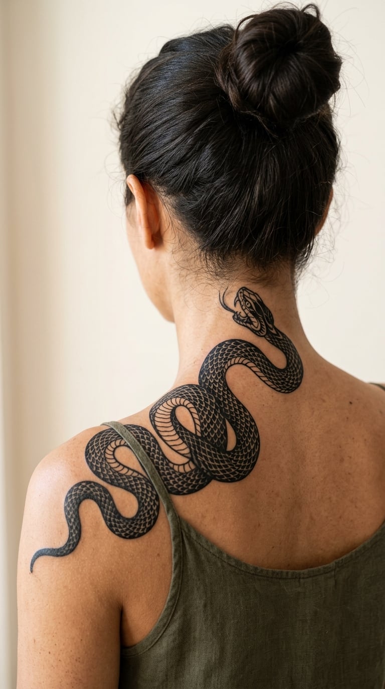 Serpent Coiling Down the Neck