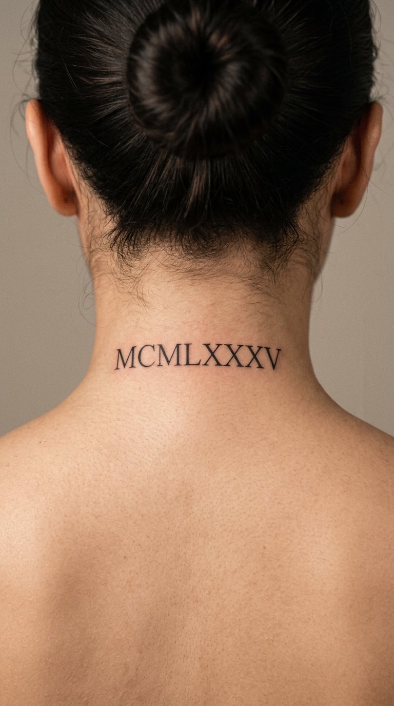 Roman Numeral Date Set in Fine Line Serifs