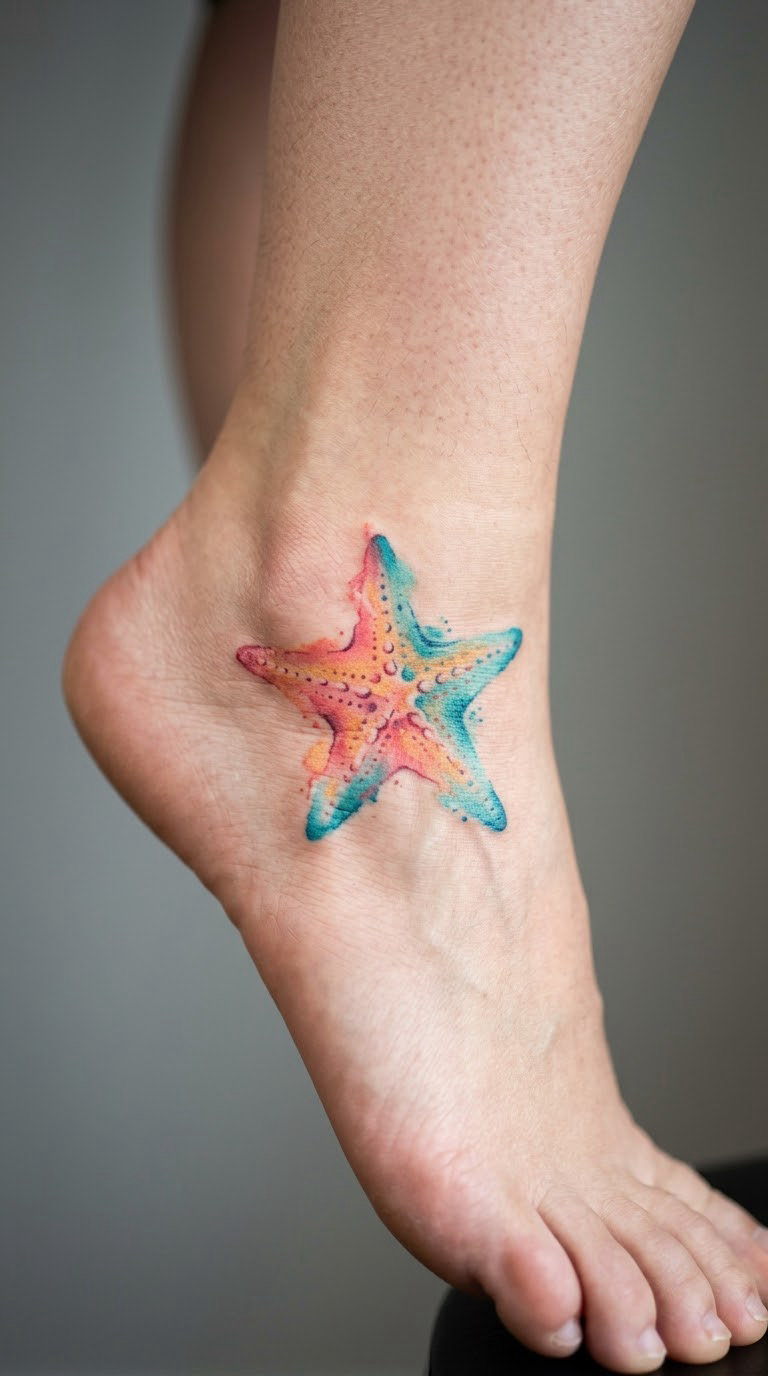 Colorful Starfish on the Foot
