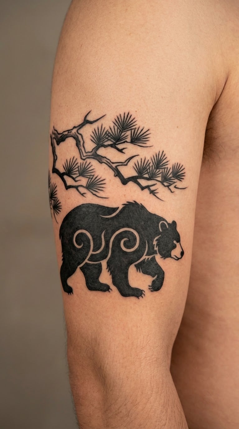 Japanese-Style Bear and Pine