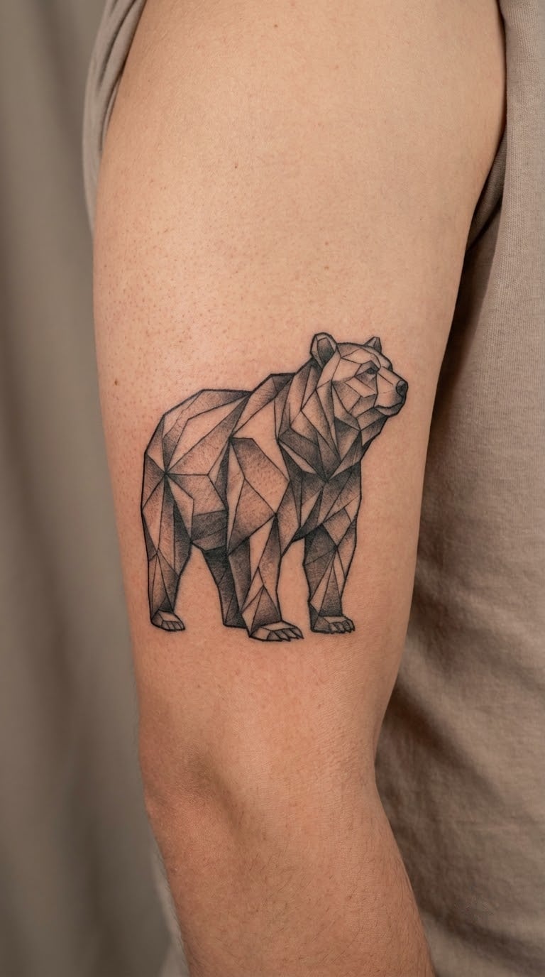 Geometric Black-and-Grey Bear