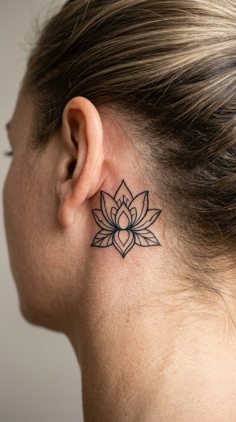 Lotus Outline in Clean Blackwork