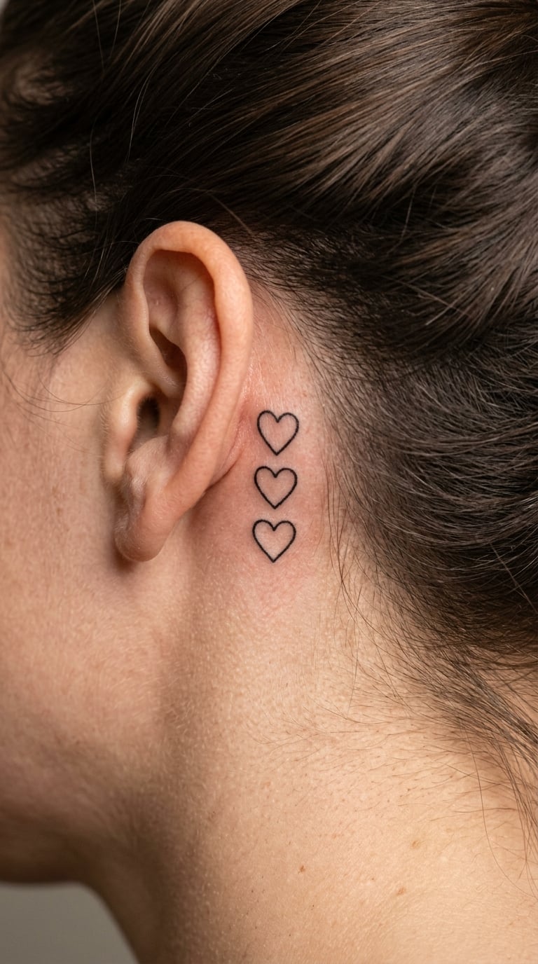 Three Small Hearts in a Vertical Line