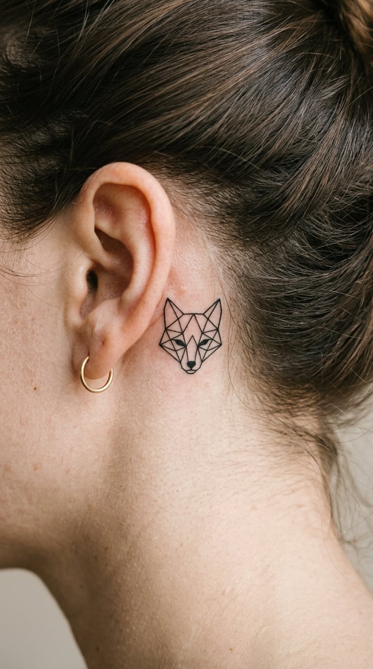 Fox Head in Minimal Black Linework