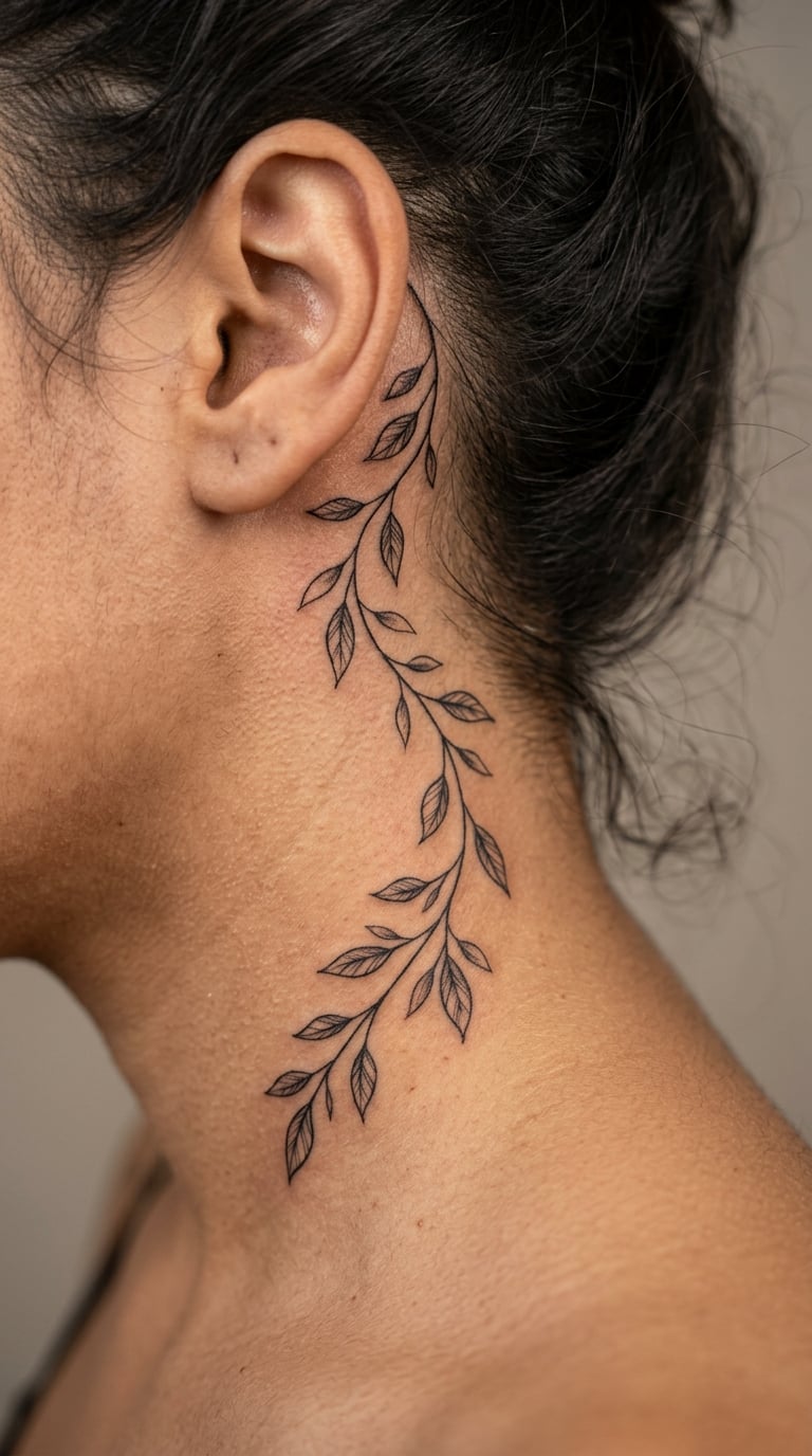 Delicate Vine Climbing Behind the Ear