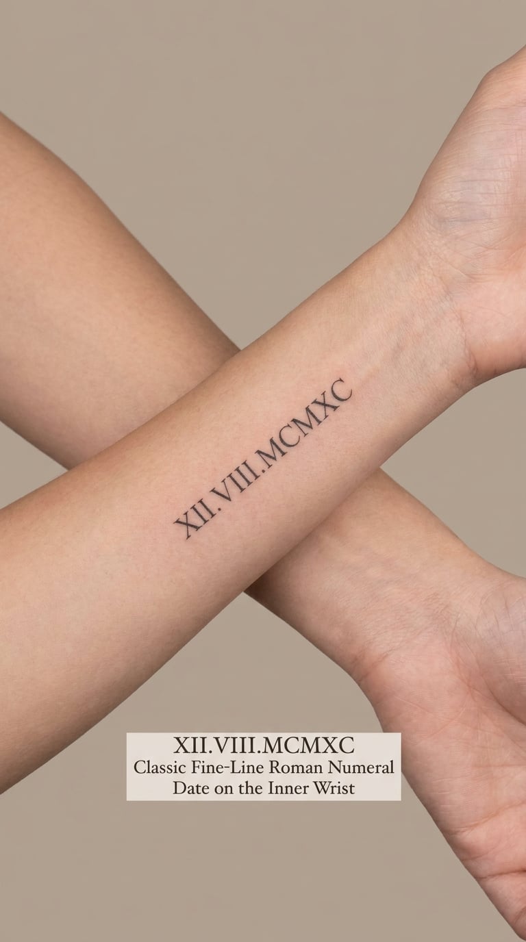 Classic Fine-Line Roman Numeral Date on the Inner Wrist
