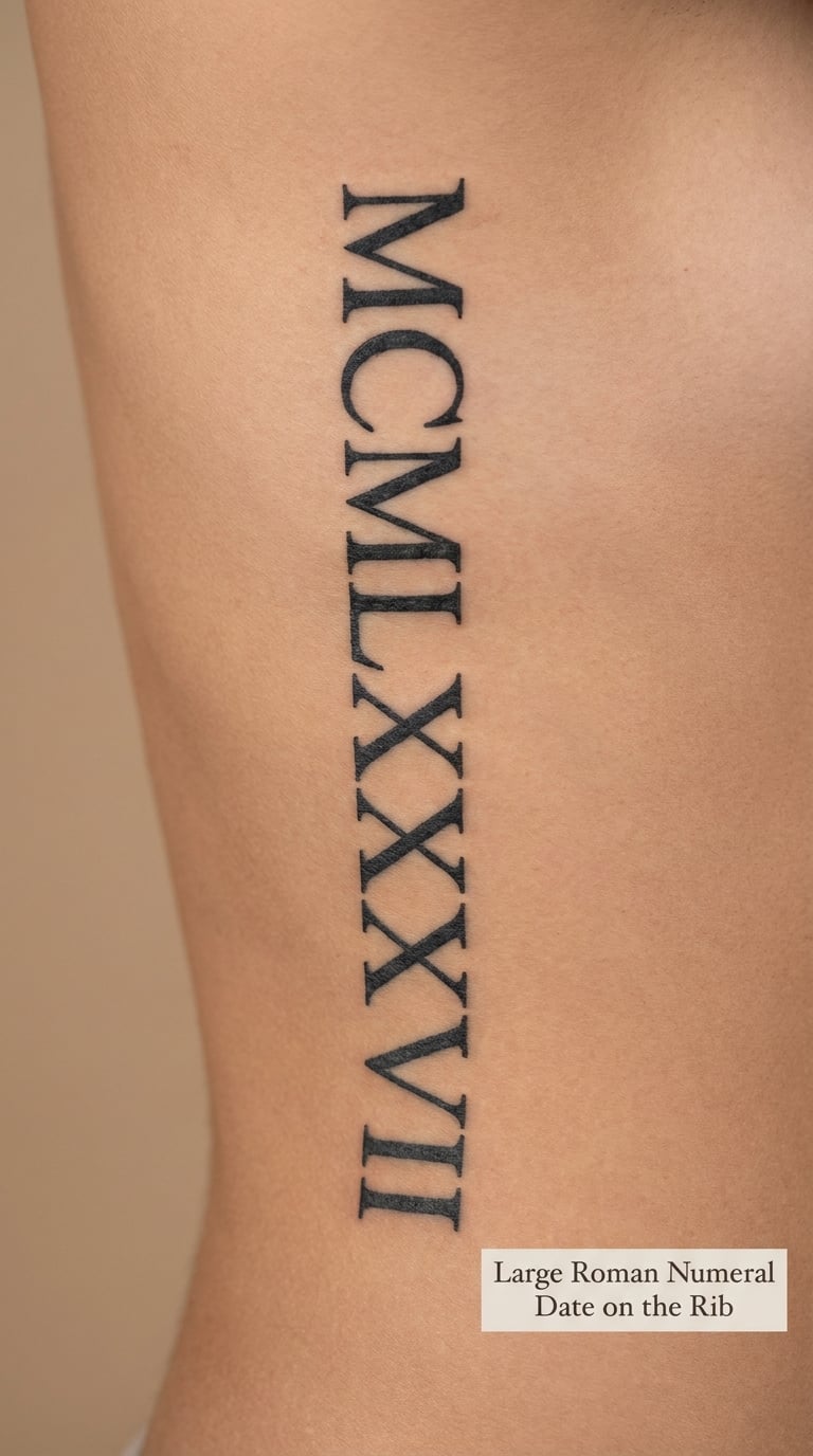 Large Roman Numeral Date on the Rib
