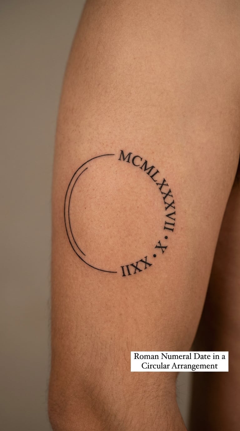Roman Numeral Date in a Circular Arrangement