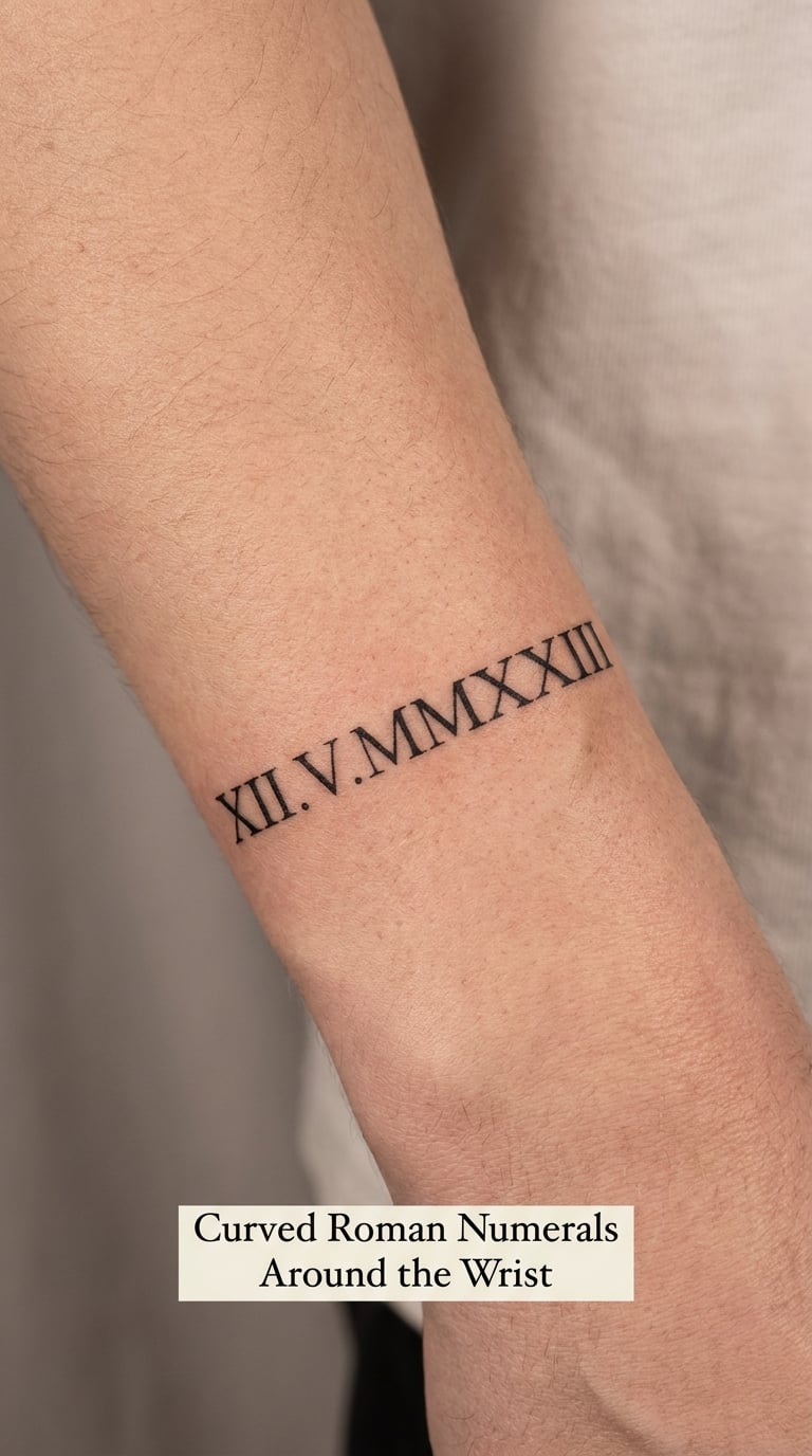 Curved Roman Numerals Around the Wrist