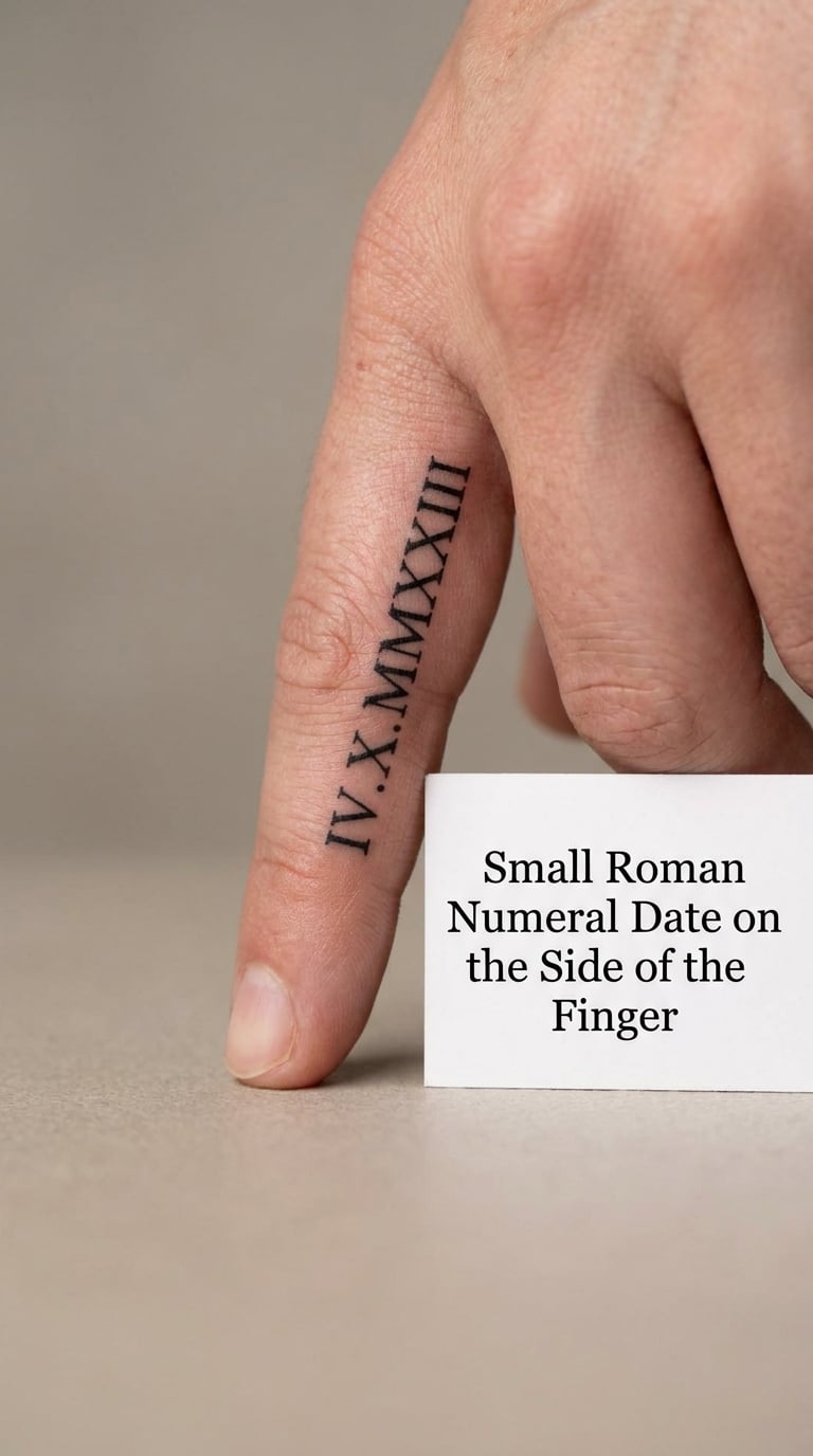 Small Roman Numeral Date on the Side of the Finger