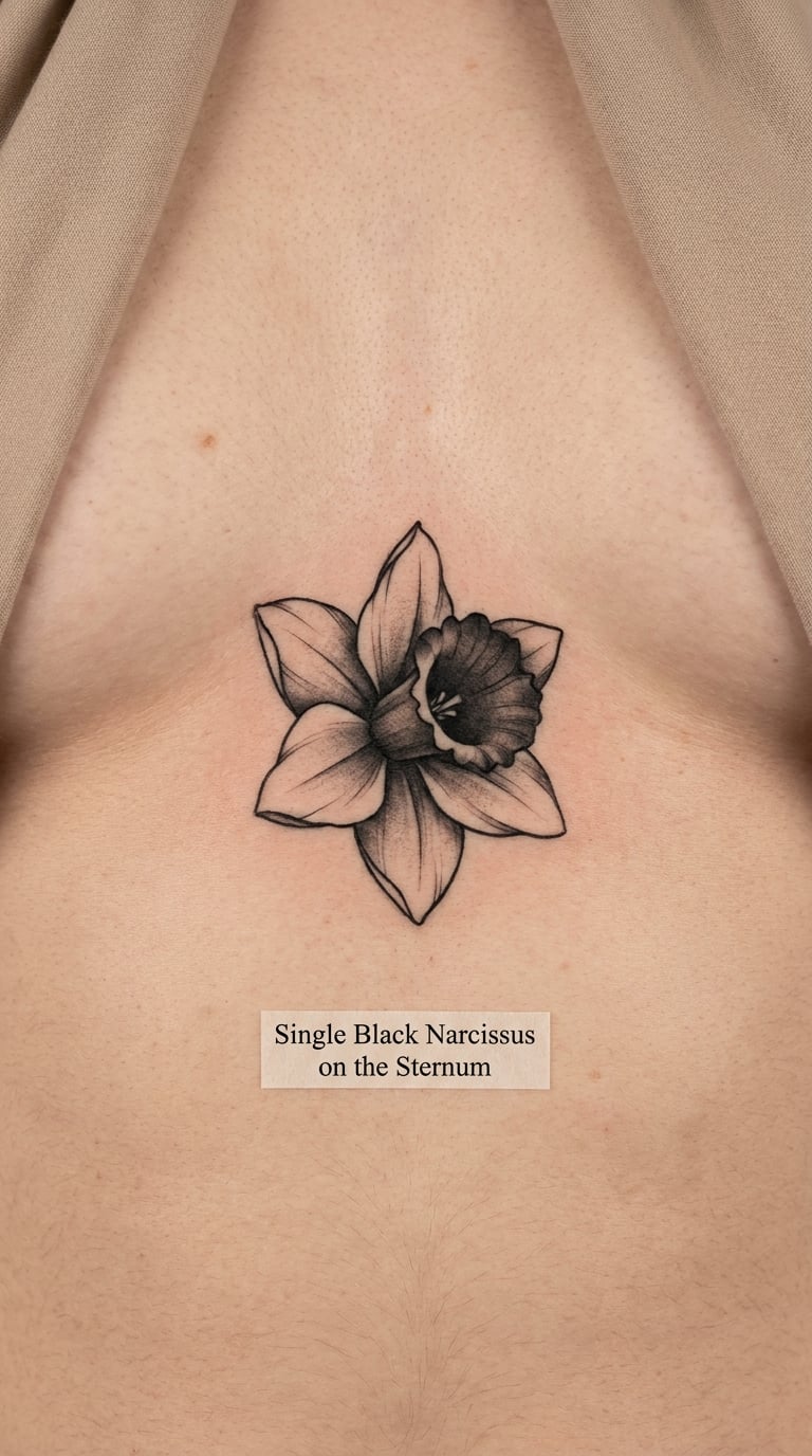 Single Black Narcissus on the Sternum