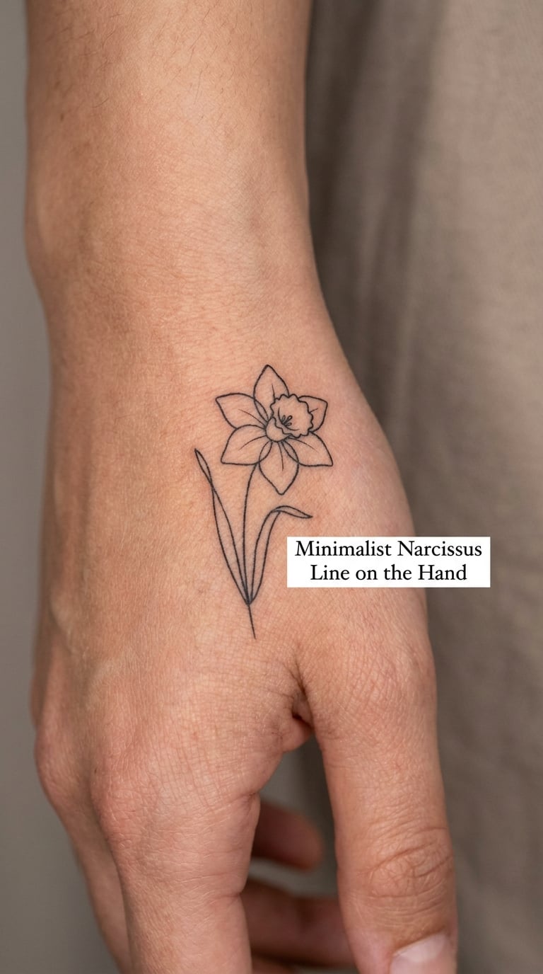 Minimalist Narcissus Line on the Hand