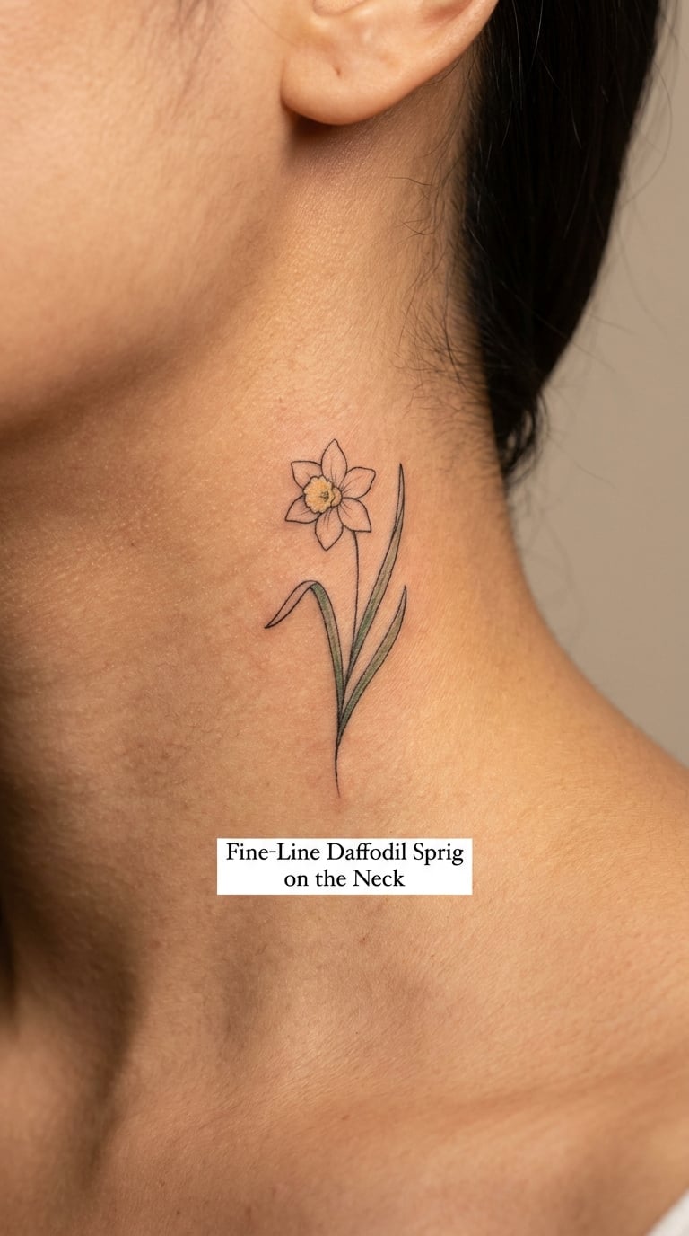 Fine-Line Daffodil Sprig on the Neck