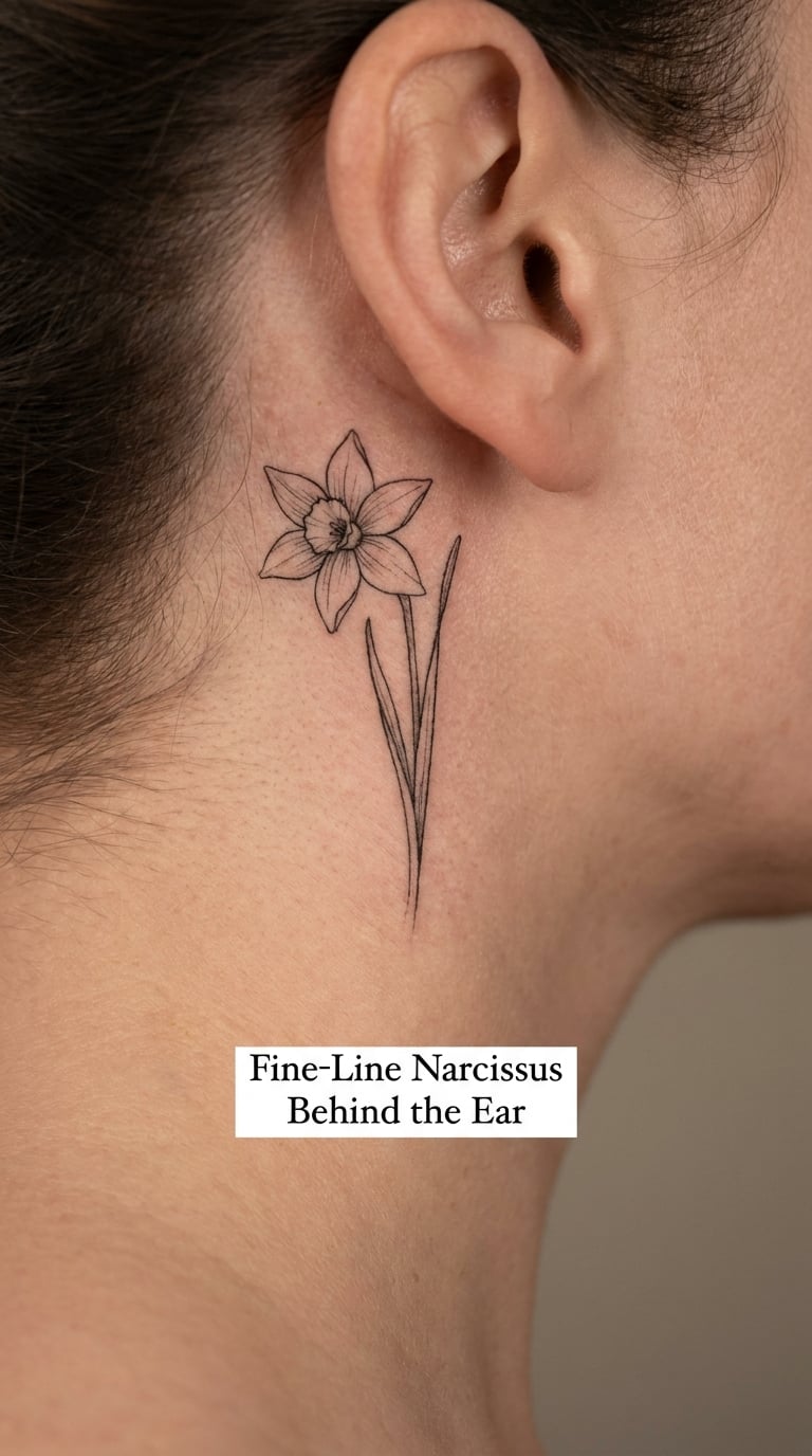 Fine-Line Narcissus Behind the Ear