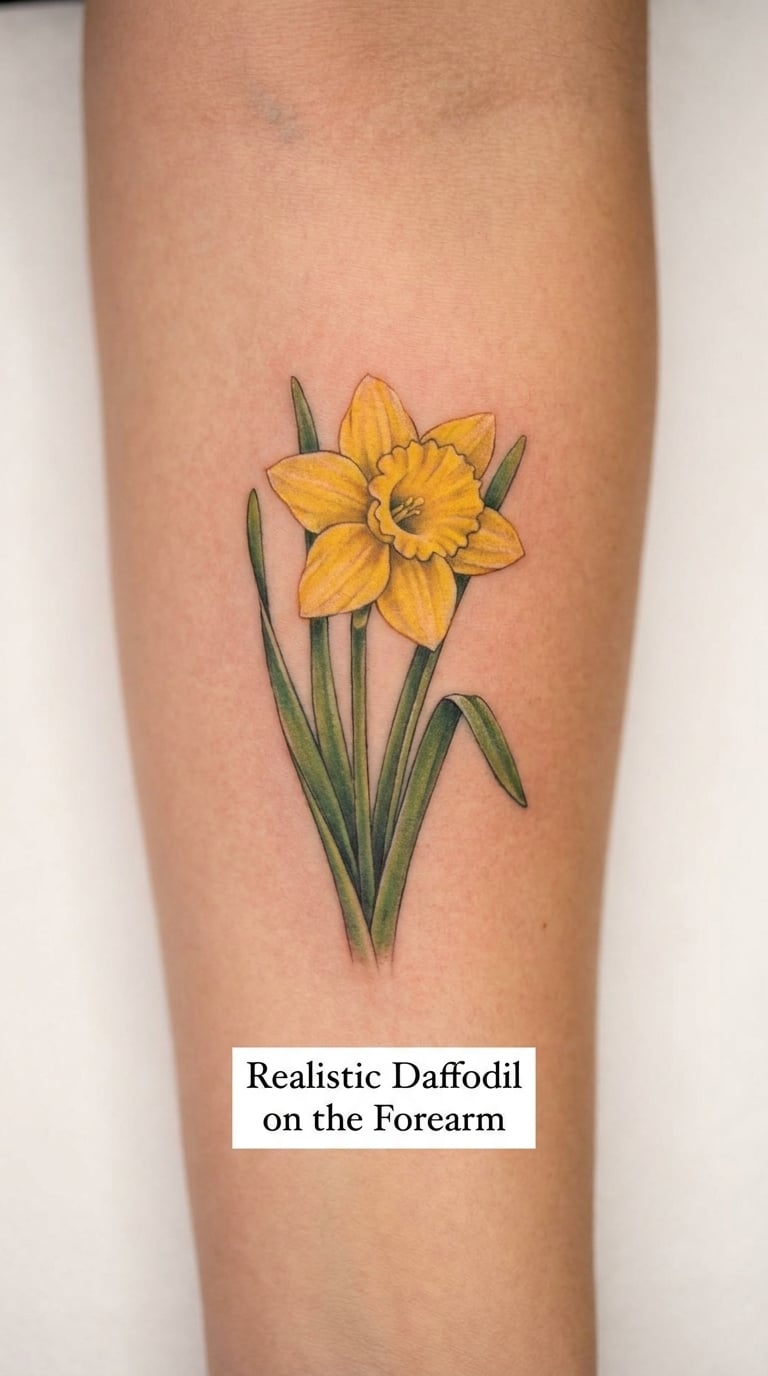 Realistic Daffodil on the Forearm