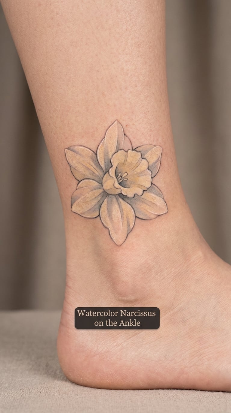 Watercolor Narcissus on the Ankle