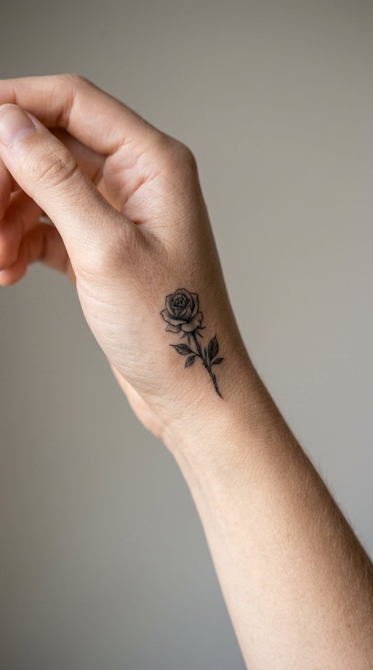 Realistic Rose on the Hand or Wrist