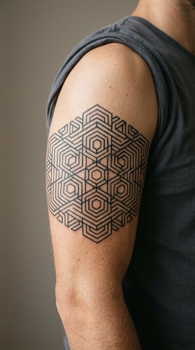 Geometric Hexagon Pattern on the Upper Arm