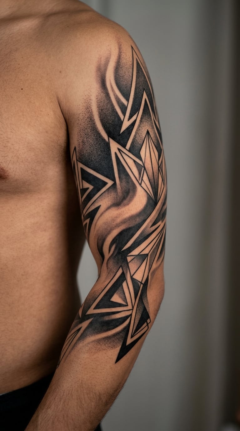 Abstract Smoke and Sharp Geometry Sleeve