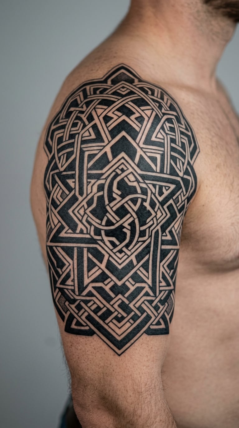 Dense Blackwork Geometric Interlace