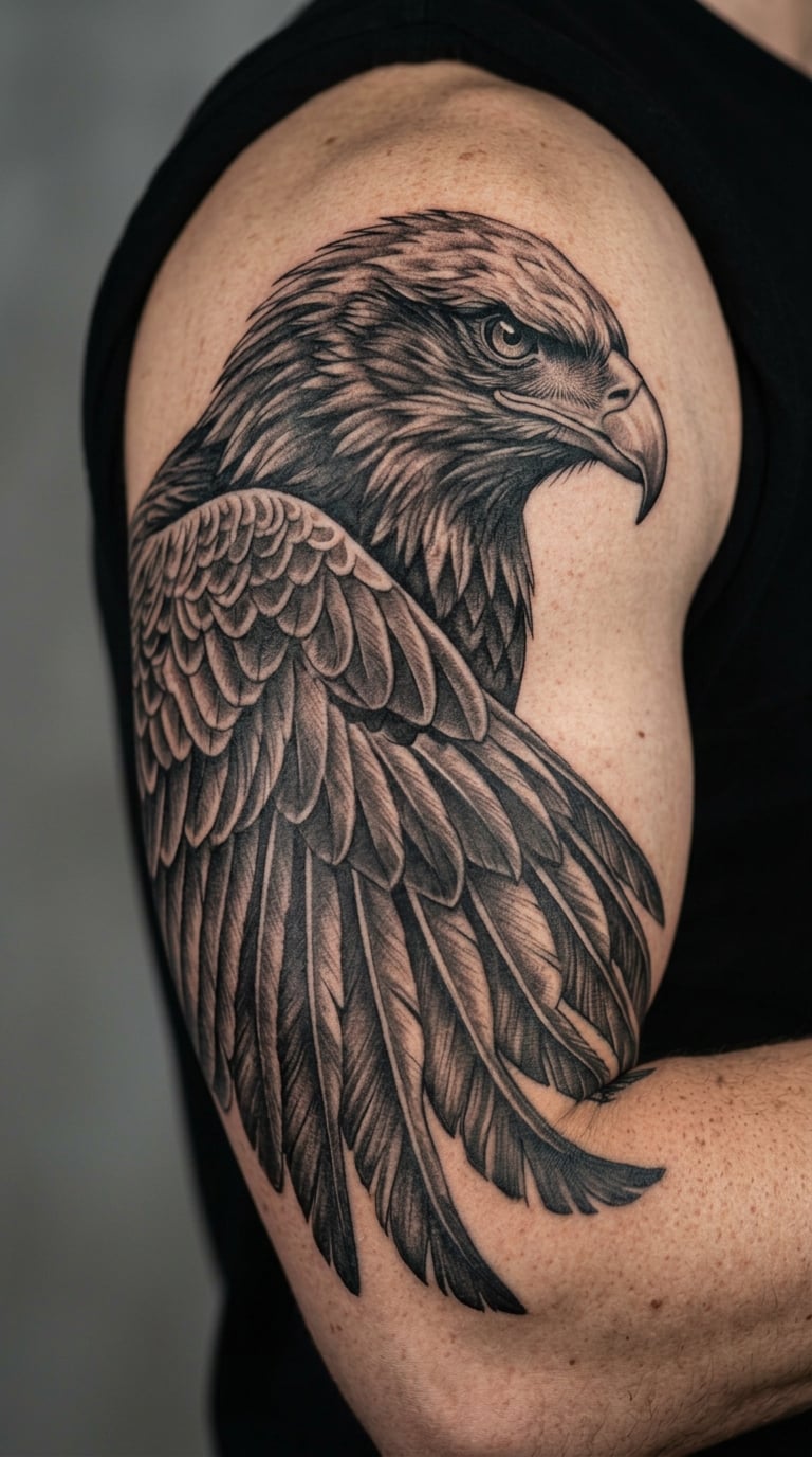 Black-Illusory Eagle Portrait Sleeve
