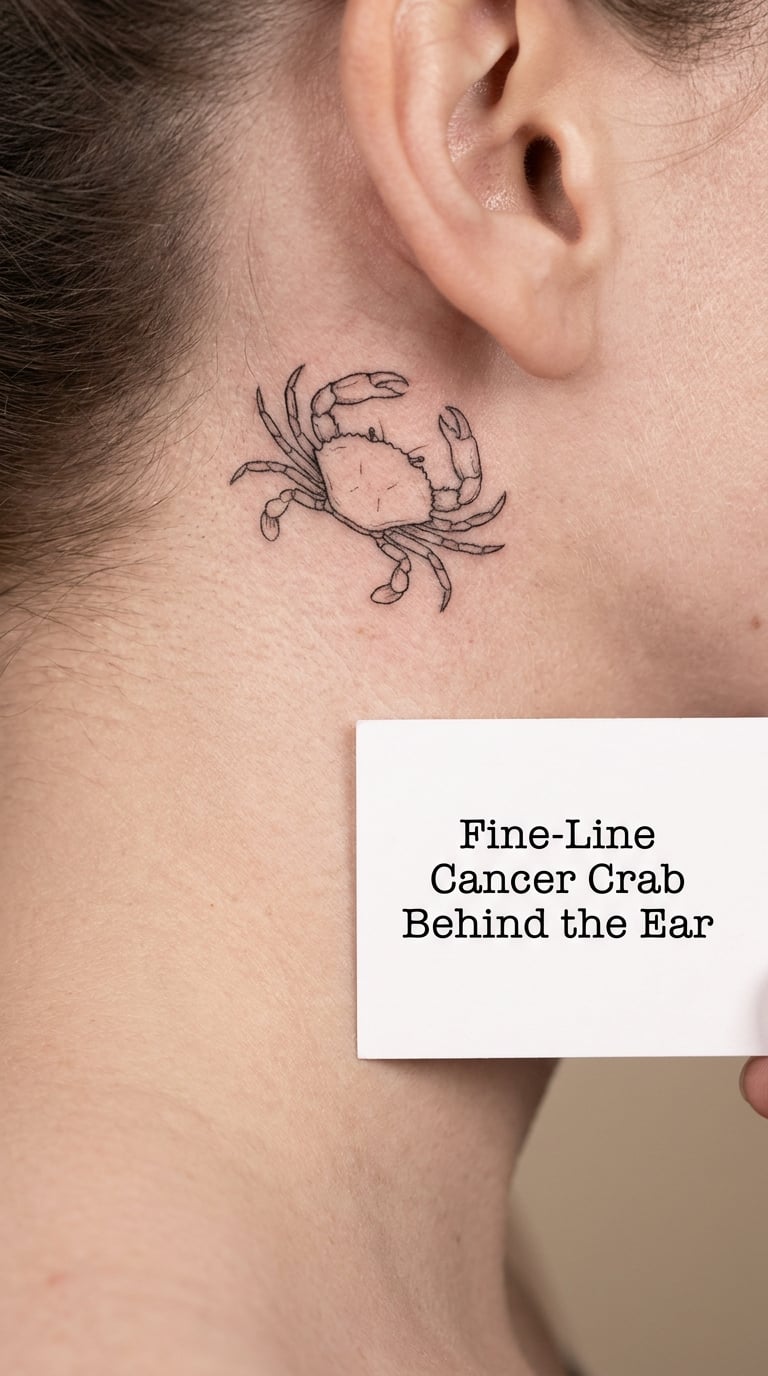 Fine-Line Cancer Crab Behind the Ear