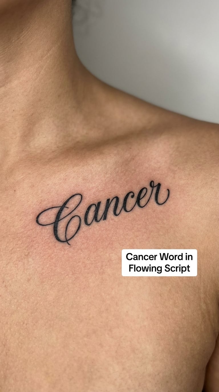 Cancer Word in Flowing Script