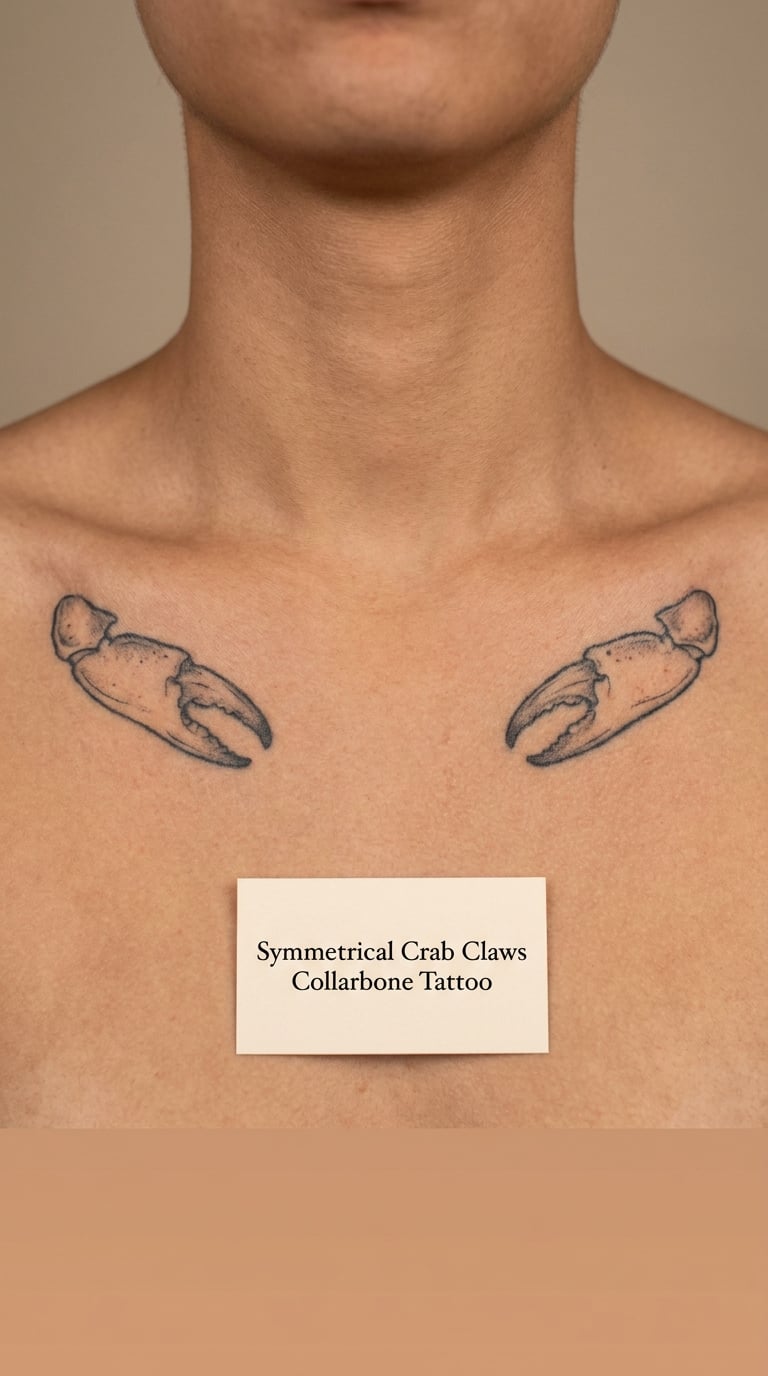 Symmetrical Crab Claws Collarbone Tattoo