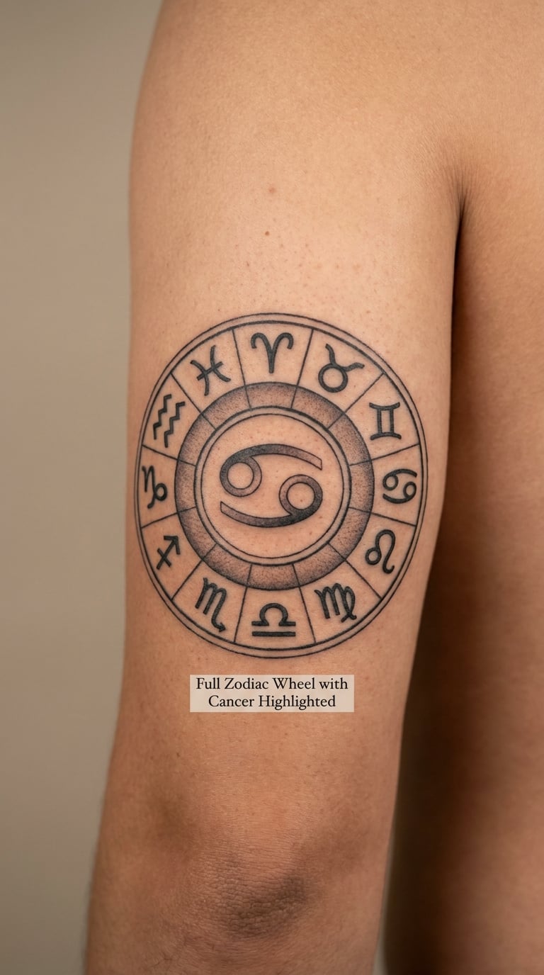 Full Zodiac Wheel with Cancer Highlighted
