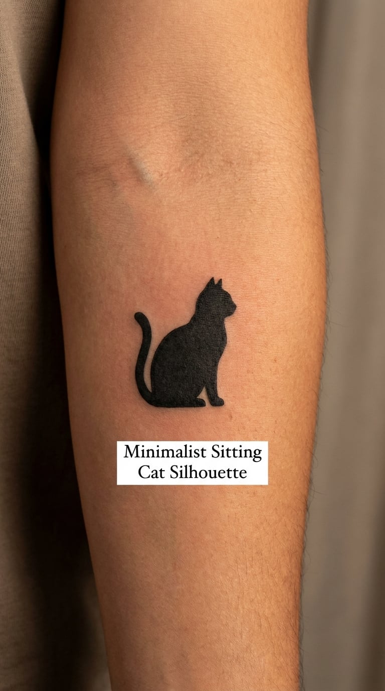 Minimalist Sitting Cat Silhouette