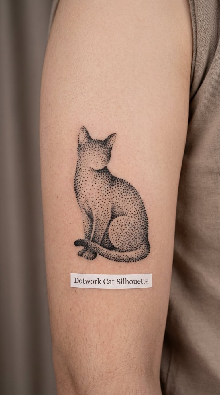 Dotwork Cat Silhouette