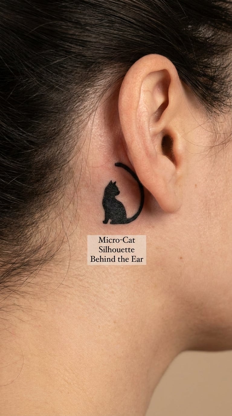 Micro-Cat Silhouette Behind the Ear