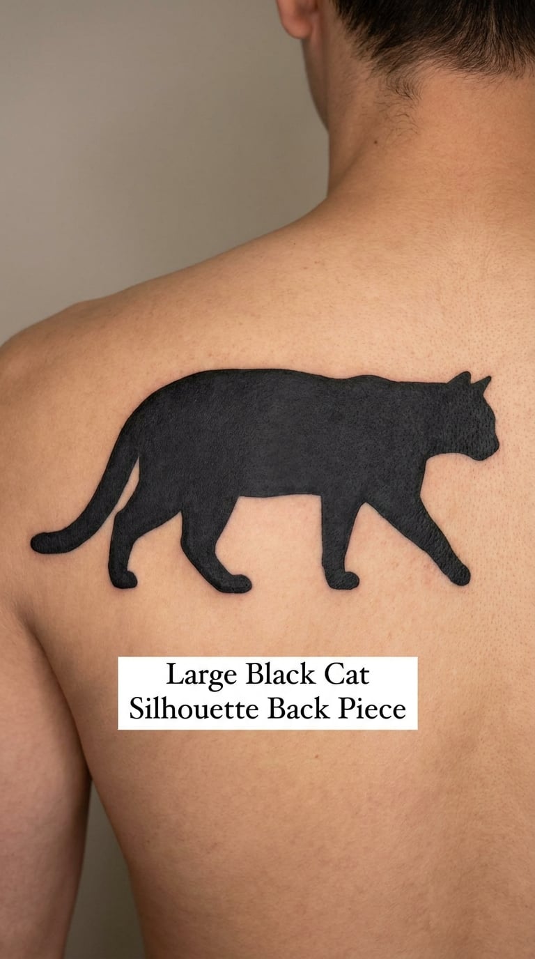 Large Black Cat Silhouette Back Piece