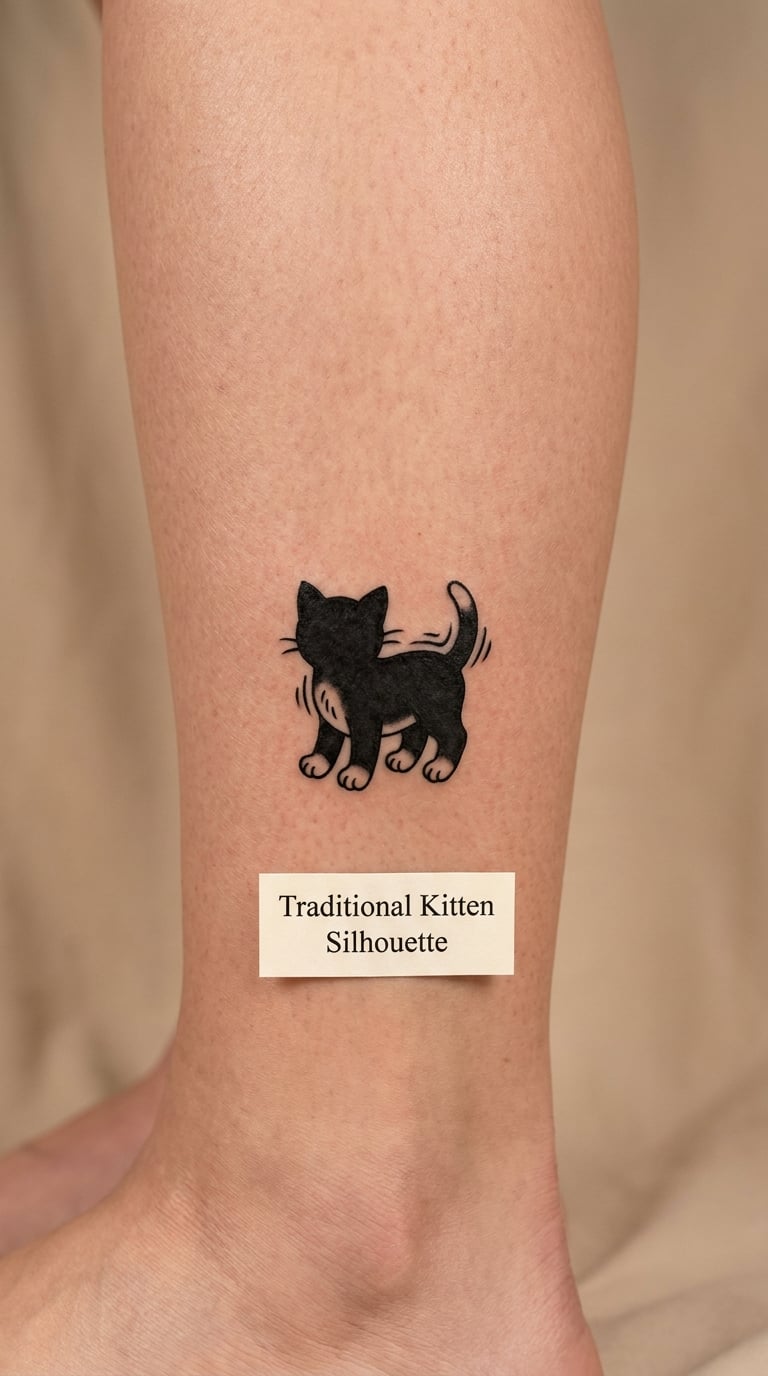 Traditional Kitten Silhouette