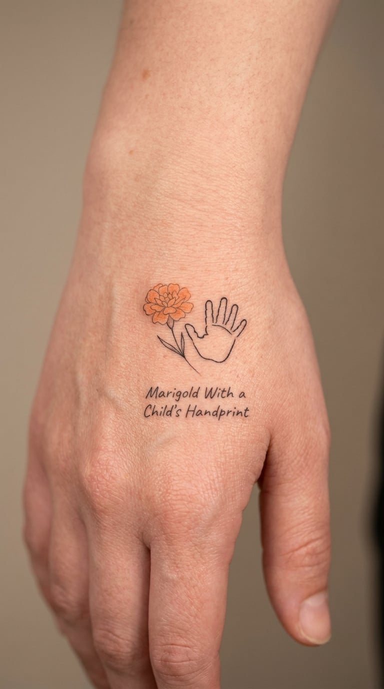 Marigold With a Child's Handprint