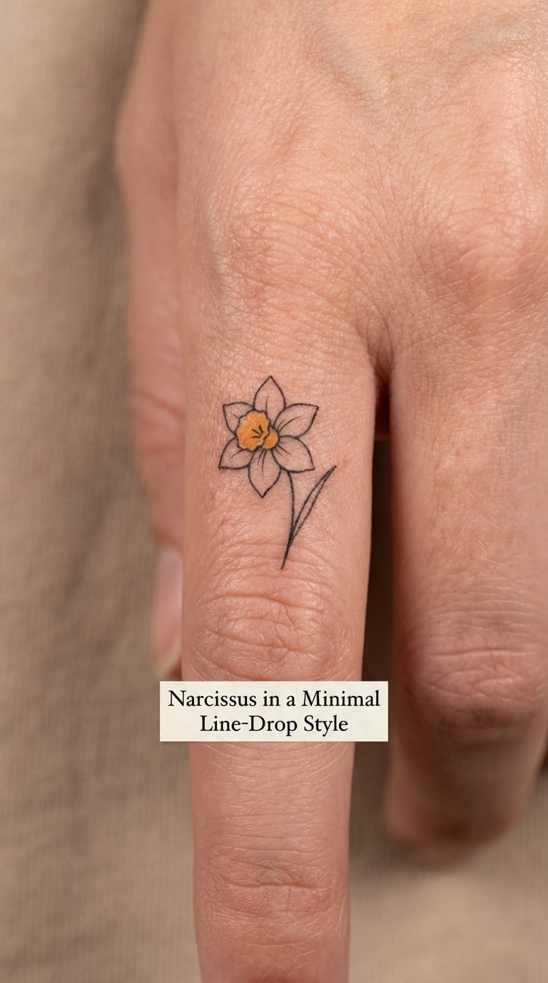 Narcissus in a Minimal Line-Drop Style