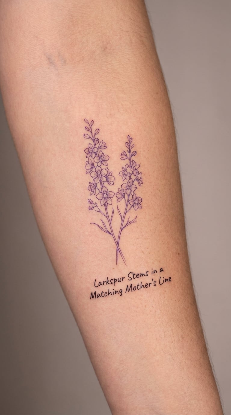 Larkspur Stems in a Matching Mother's Line