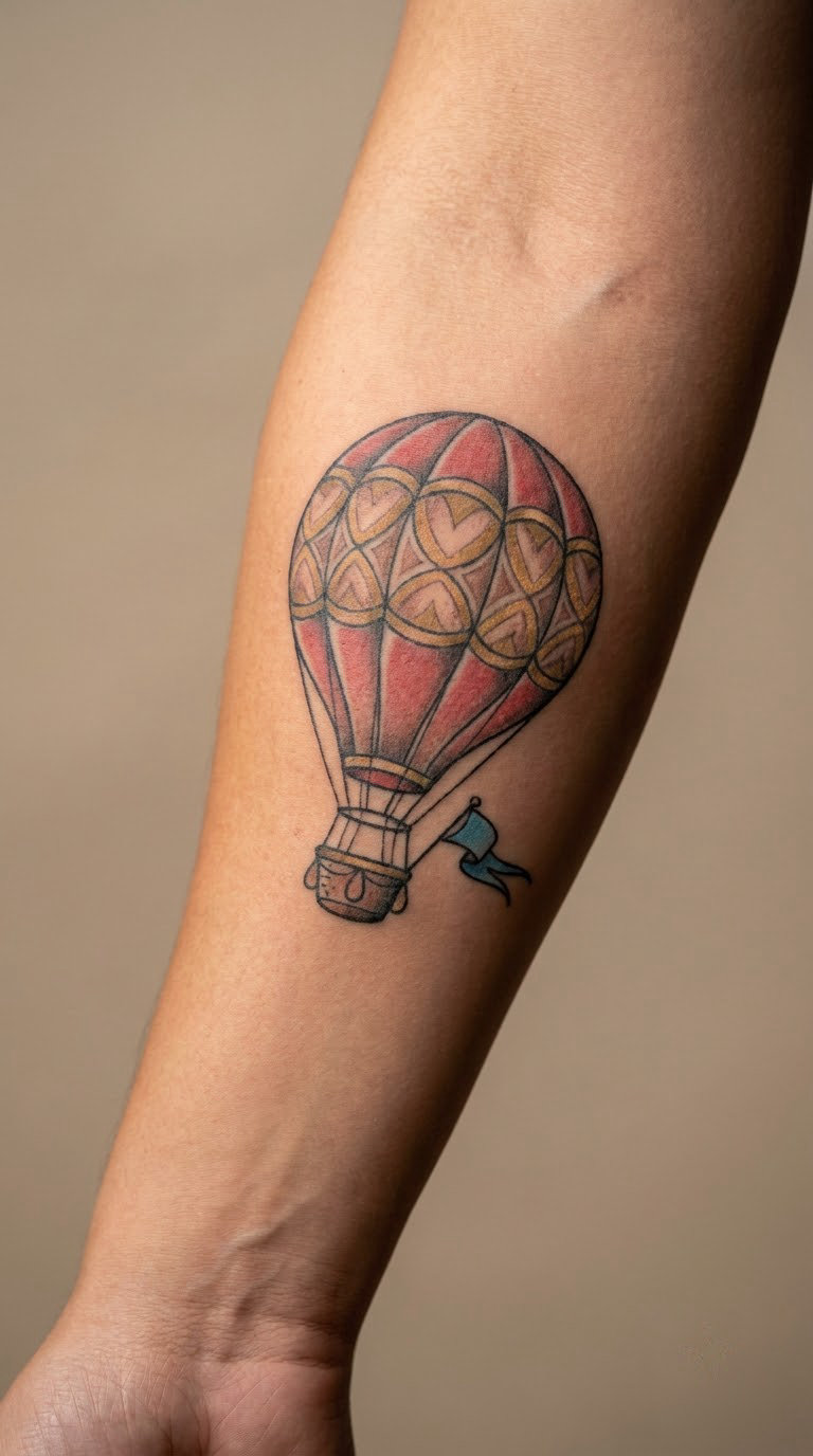 Hot Air Balloon With Tiny Flag