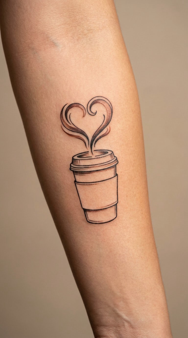 Coffee Cup and Tiny Steam Heart