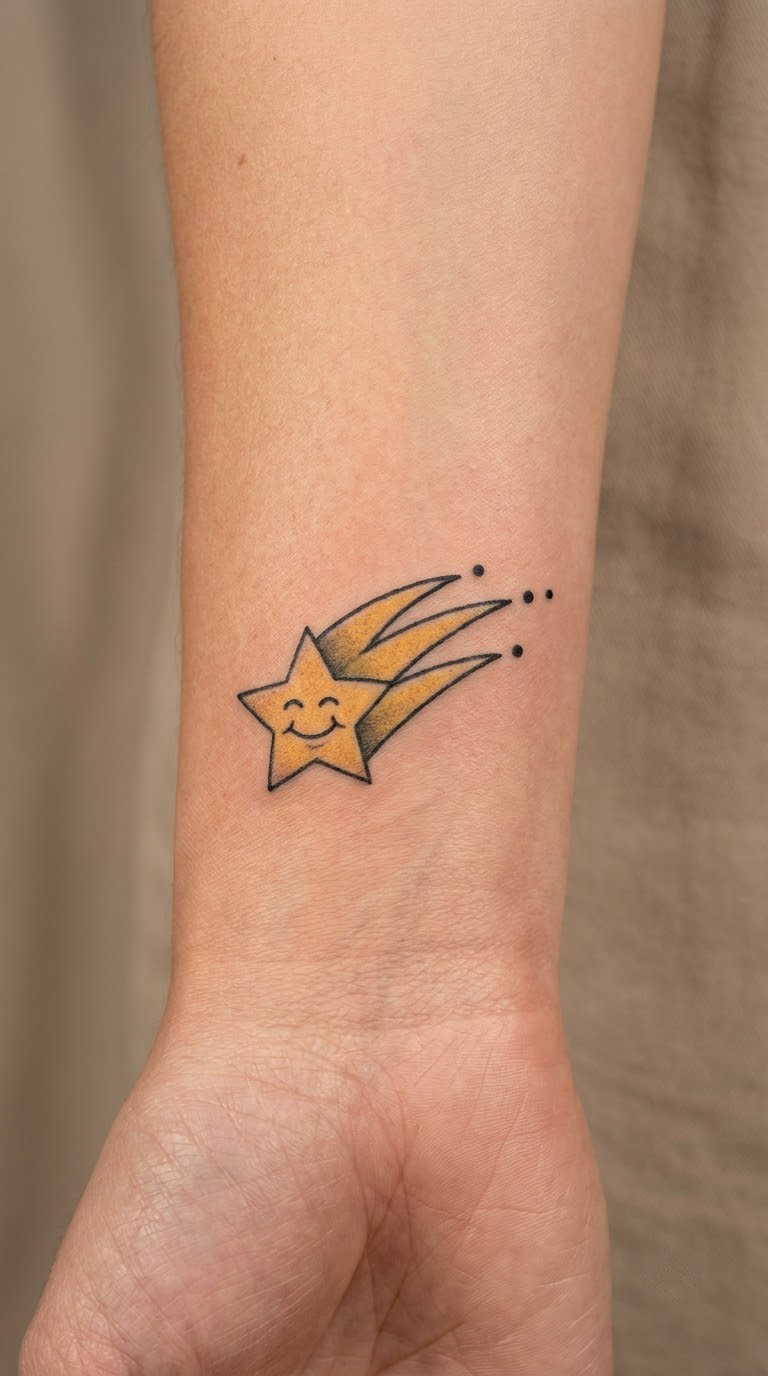 Shooting Star With a Smiling Face