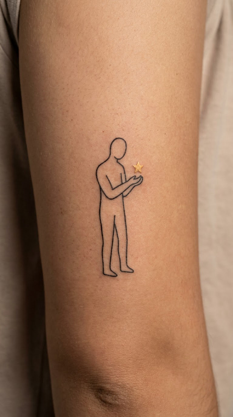 Minimalist Figure Holding a Star