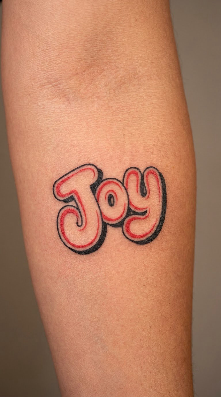 Joy Word in Bubble Lettering