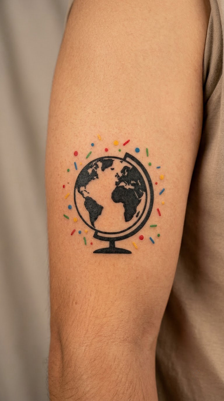 Spinning Globe With Confetti